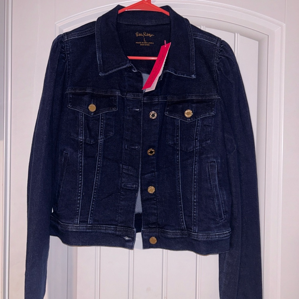 Jean Jacket Lilly Pulitzer denim jacket cosmic wash LAYLANI size large $178